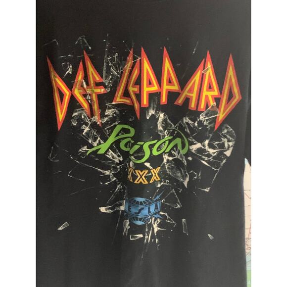 Def Leppard Poison XXX Tesla 2017 Concert Tour Black Tee Shirt Size Large - Picture 4 of 9